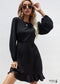 Boho chic long sleeve black dress